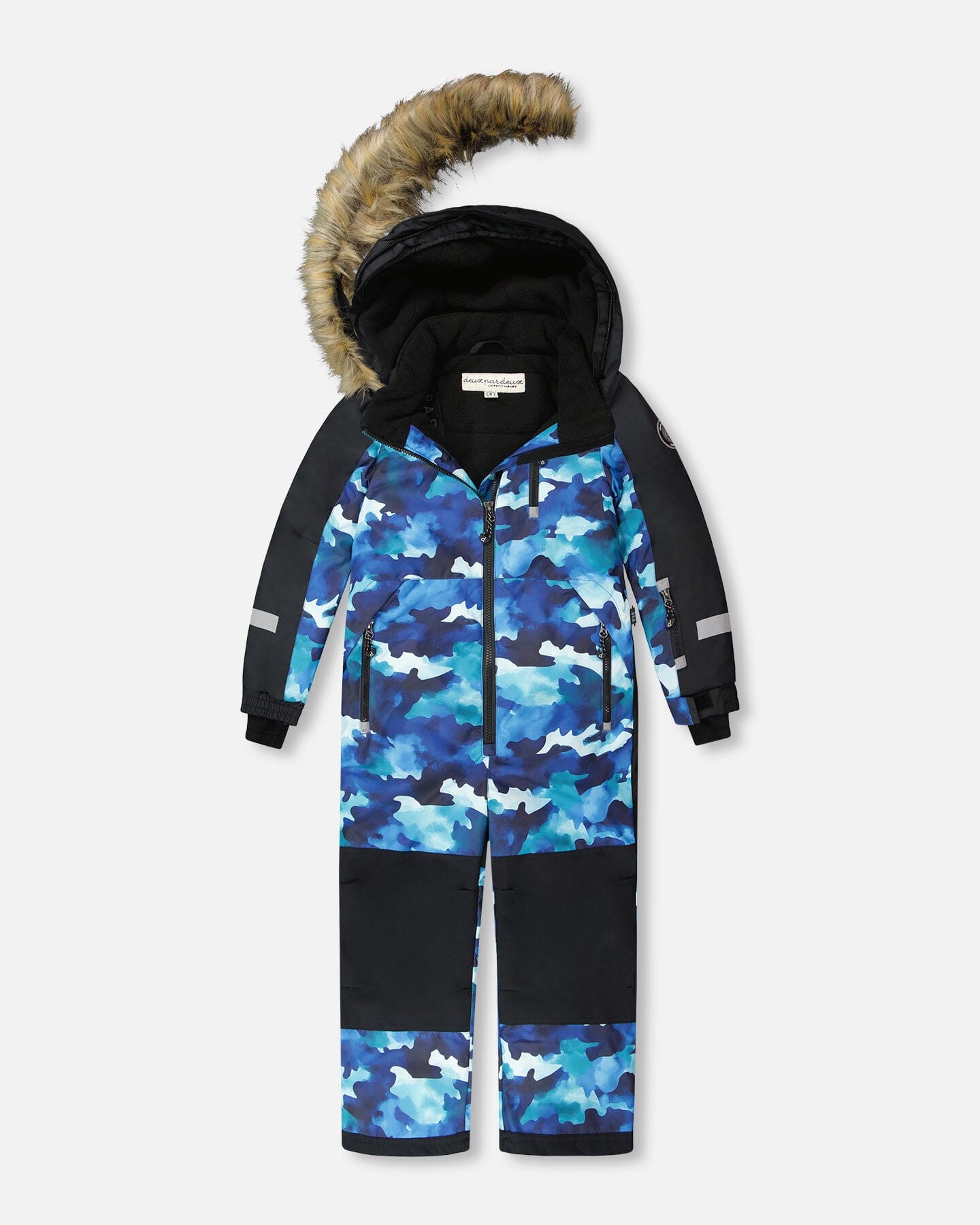 One-Piece Play Snowsuit Teal Blue Camouflage