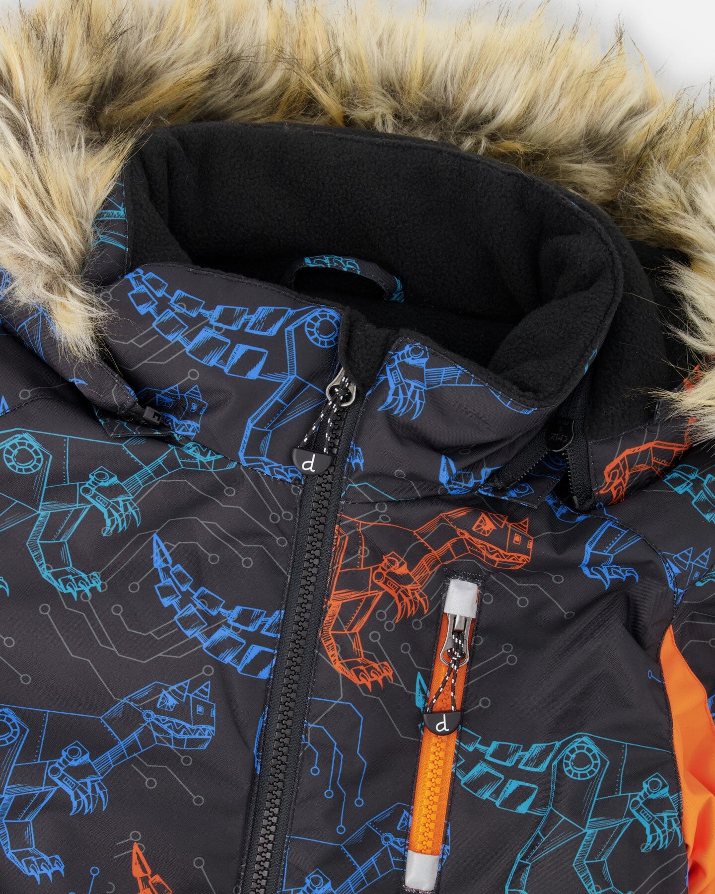 One-Piece Play Snowsuit Robot Dinosaur Print