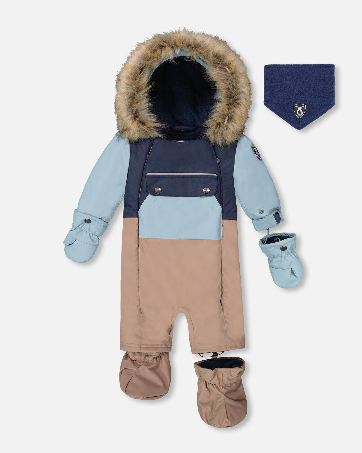 One-Piece Baby Play Snowsuit Designed For Car Seat Taupe