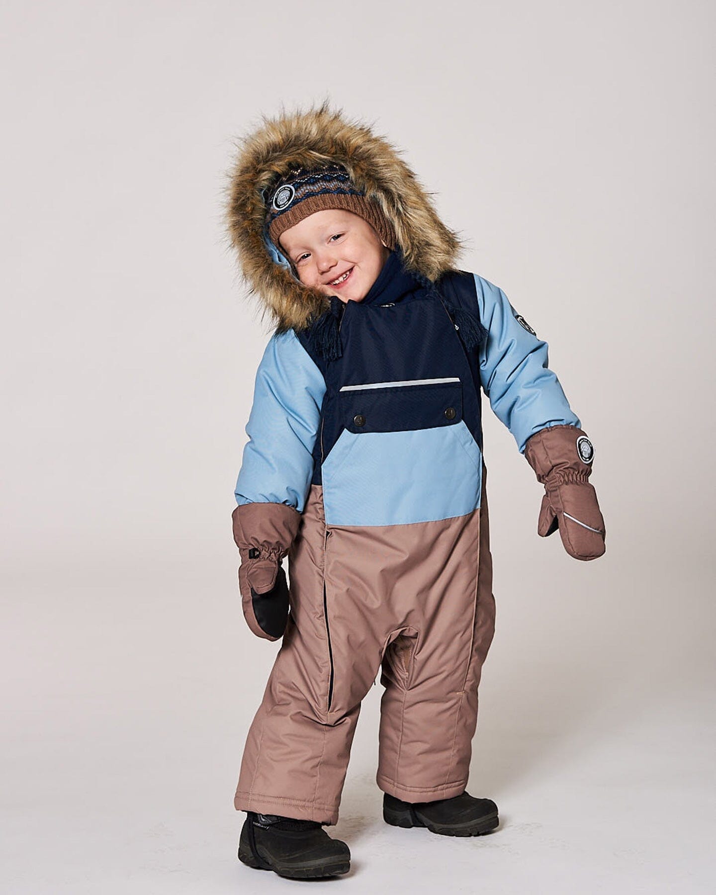 One-Piece Baby Play Snowsuit Designed For Car Seat Taupe