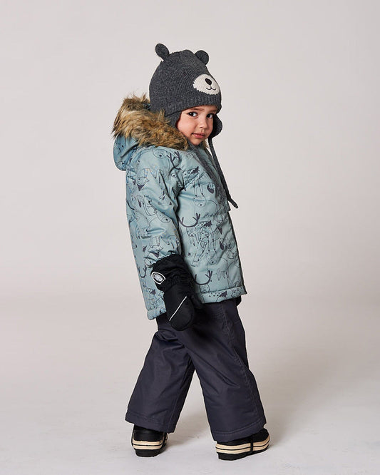 Two-Piece Baby Play Snowsuit With Printed Jacket Sage Green