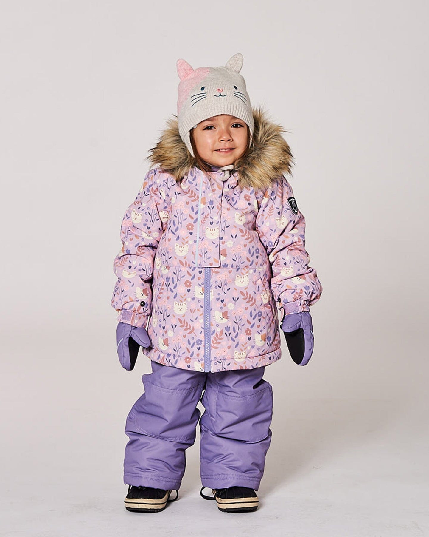 Two-Piece Baby Play Snowsuit Purple Gray