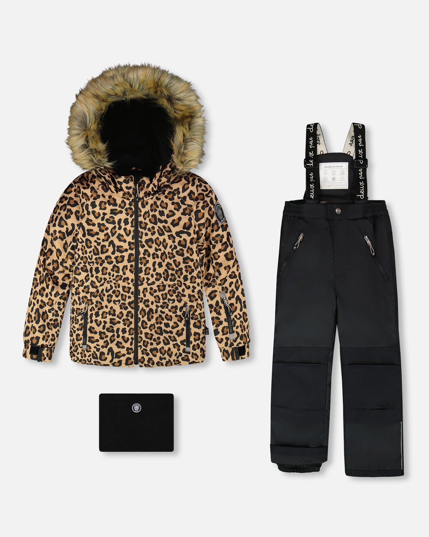 Two-Piece Play Snowsuit With Animal Print Jacket Black