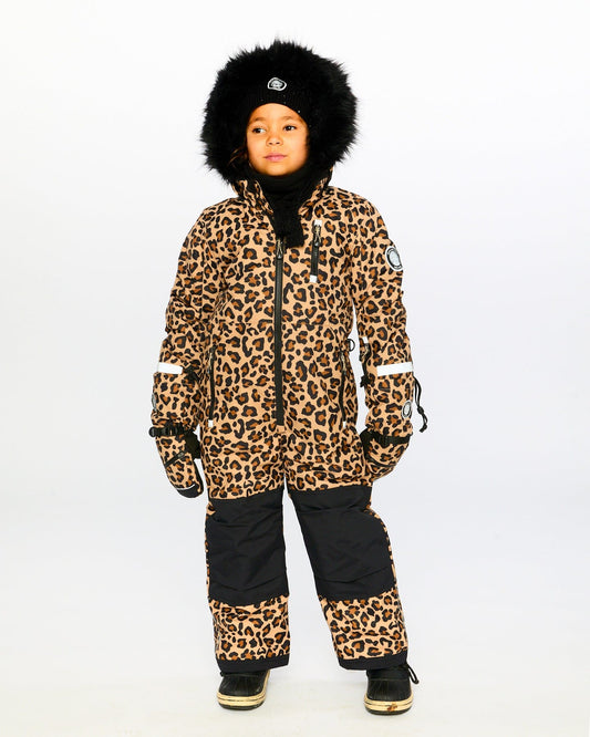 One-Piece Play Snowsuit Beige Leopard