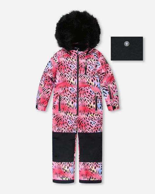 One-Piece Play Snowsuit Multicolor Leopard And Zebra