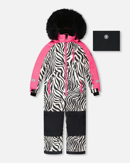 One-Piece Play Snowsuit Zebra Print