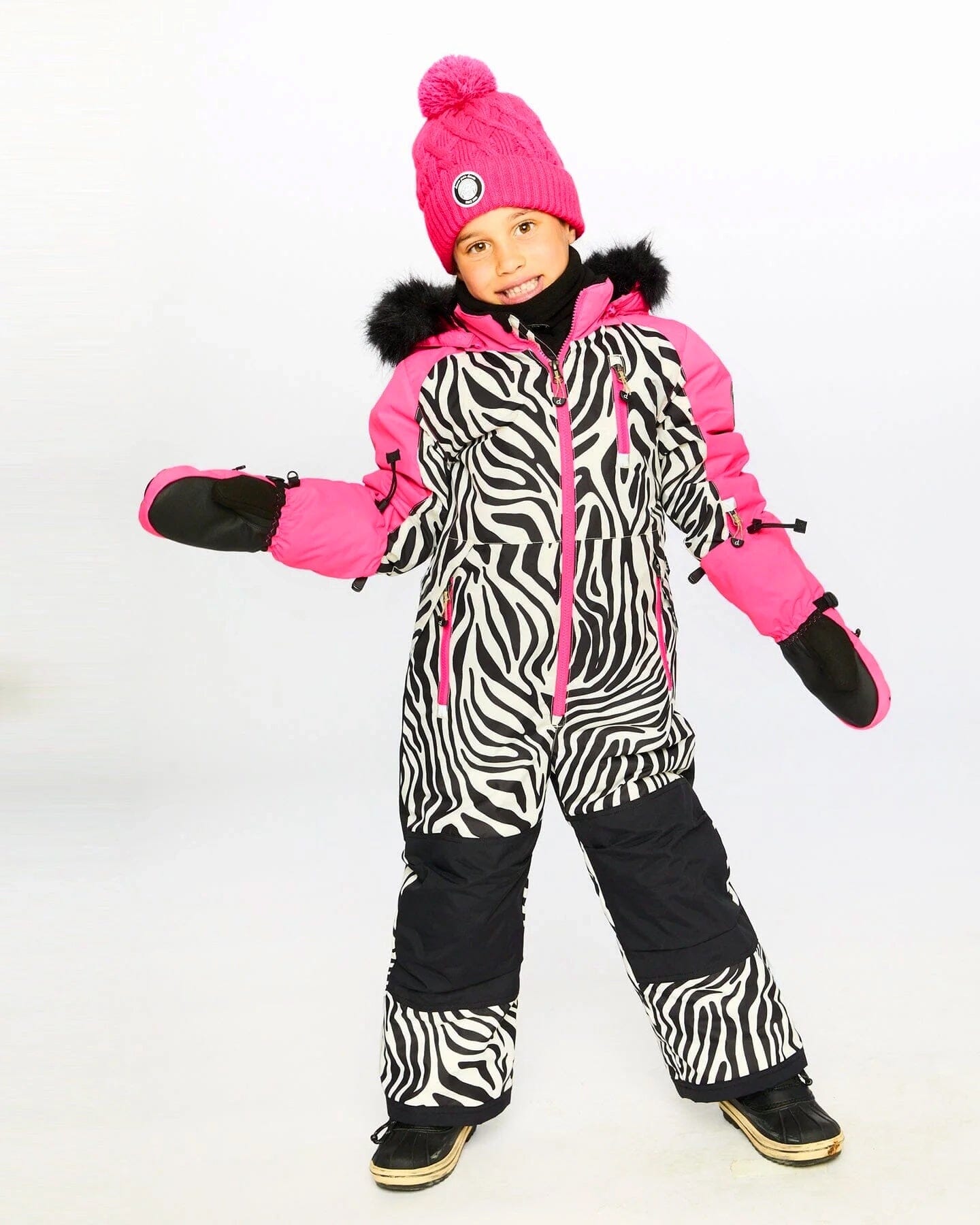 One-Piece Play Snowsuit Zebra Print