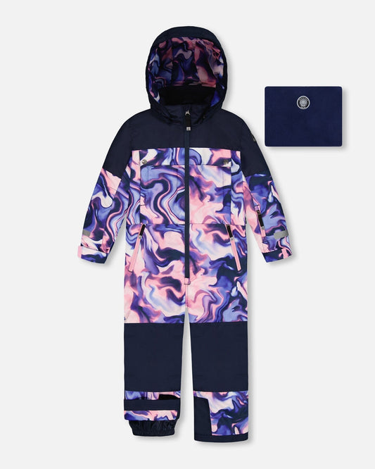 One-Piece Teknik Snowsuit Pink And Blue Marble