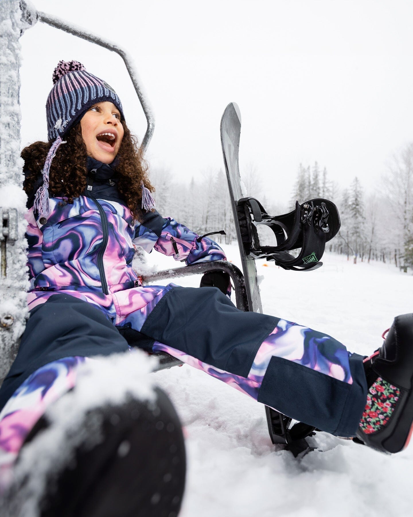 One-Piece Teknik Snowsuit Pink And Blue Marble