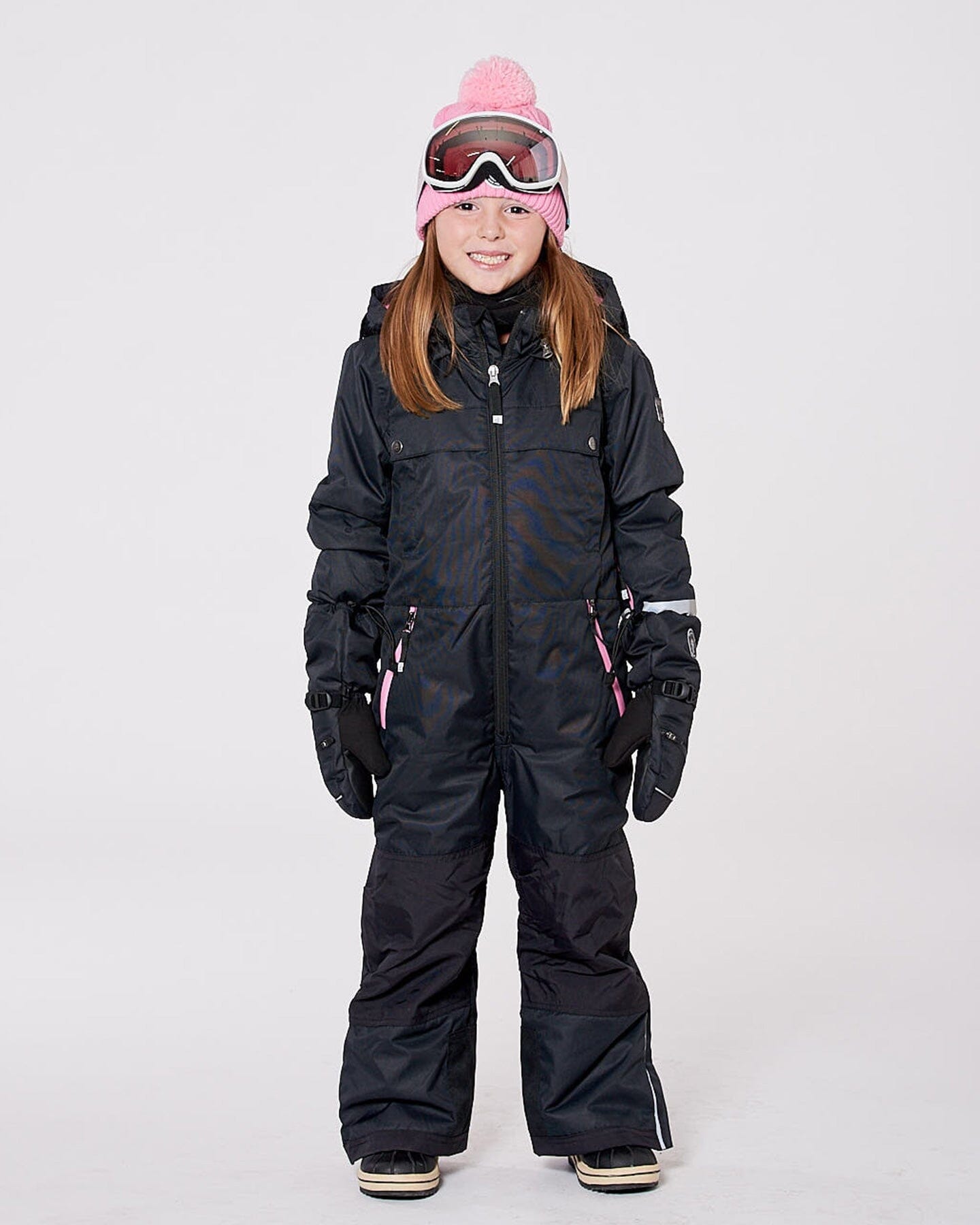 One-Piece Teknik Snowsuit Black With Pink