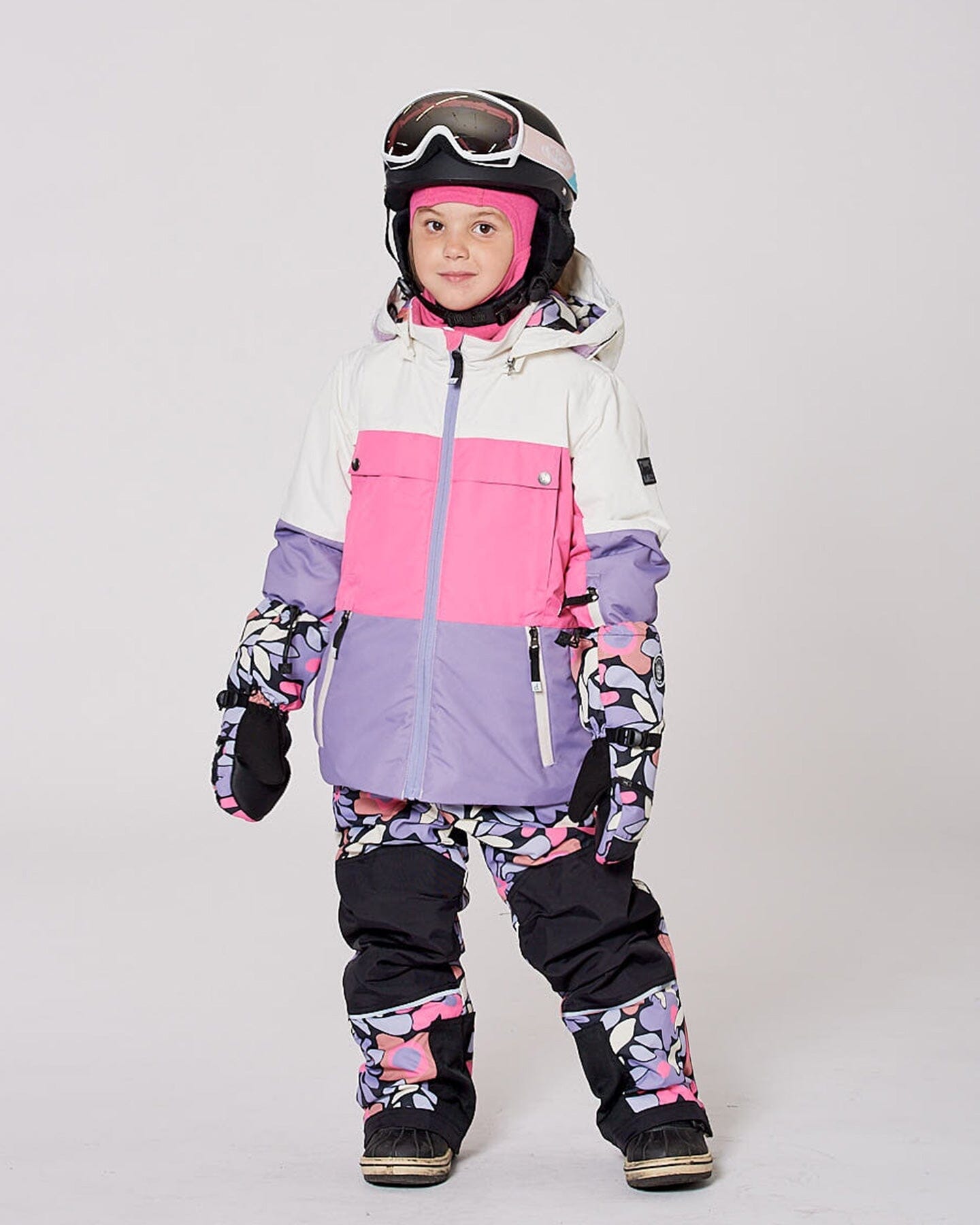 Two-Piece Teknik Snowsuit Black Retro Flower Print
