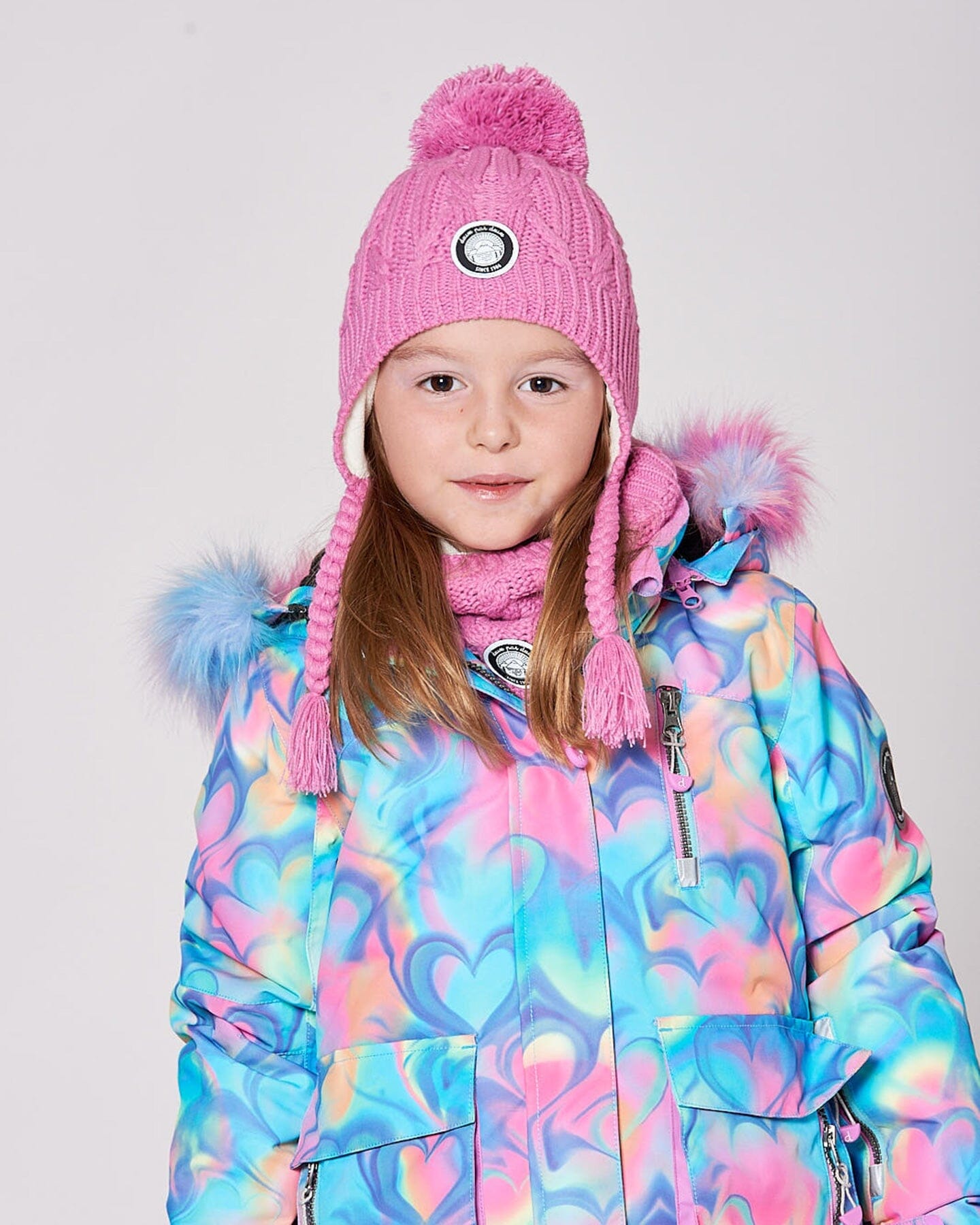 Lined Winter Hat With Pompom Pink