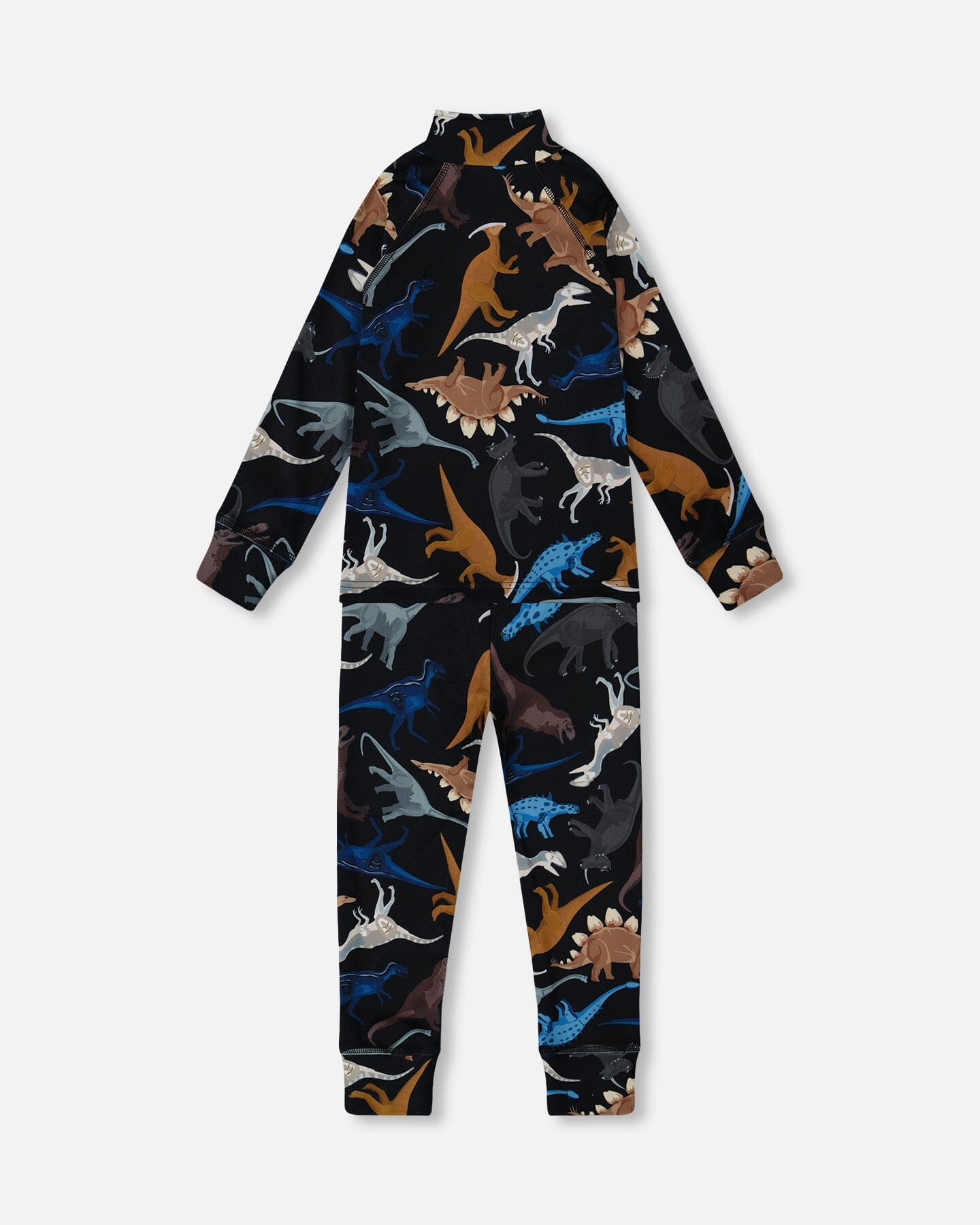 Two-Piece Thermal Underwear Seat Black Dinosaur Print