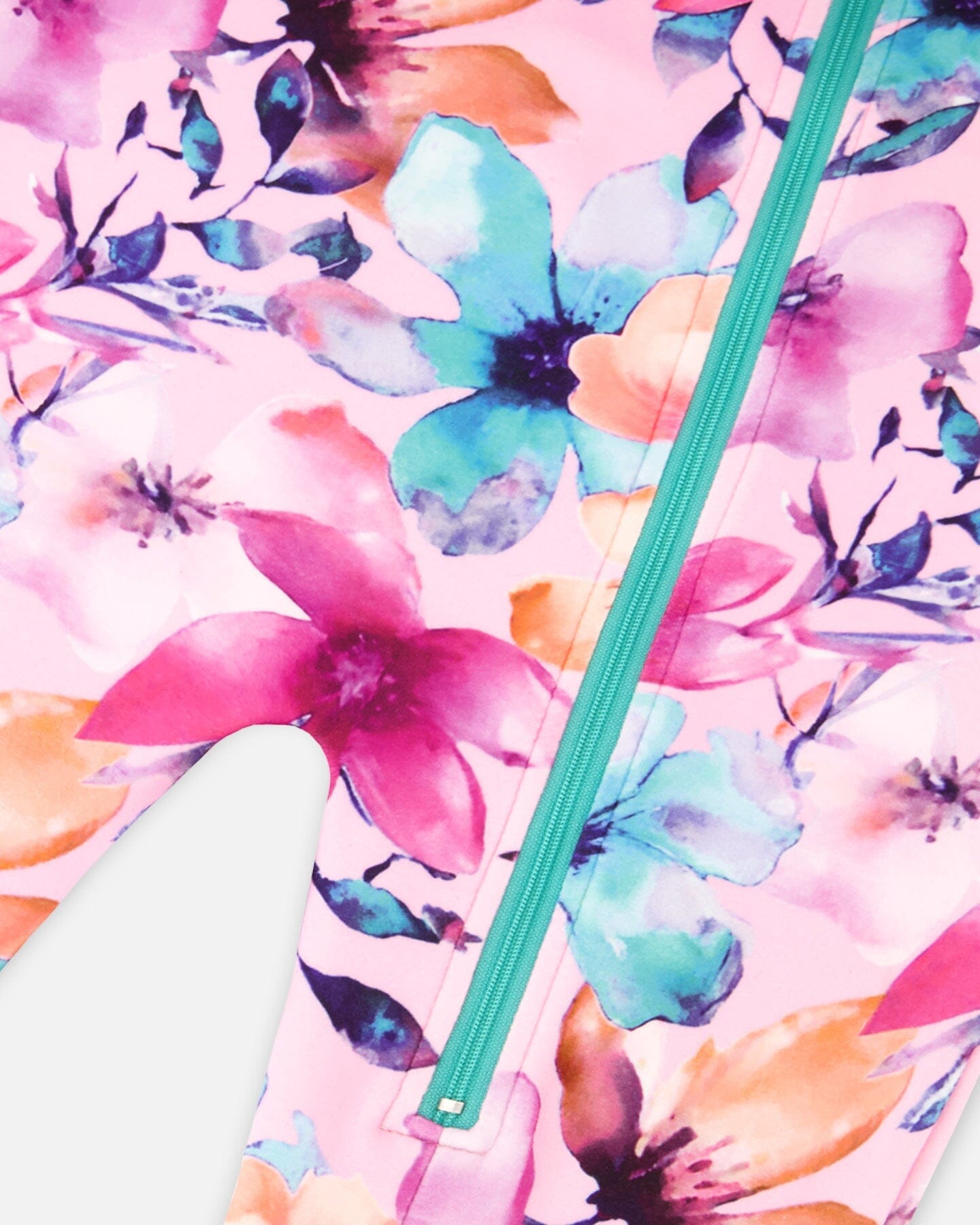 One-Piece Thermal Underwear Pink Watercolor Flower Print