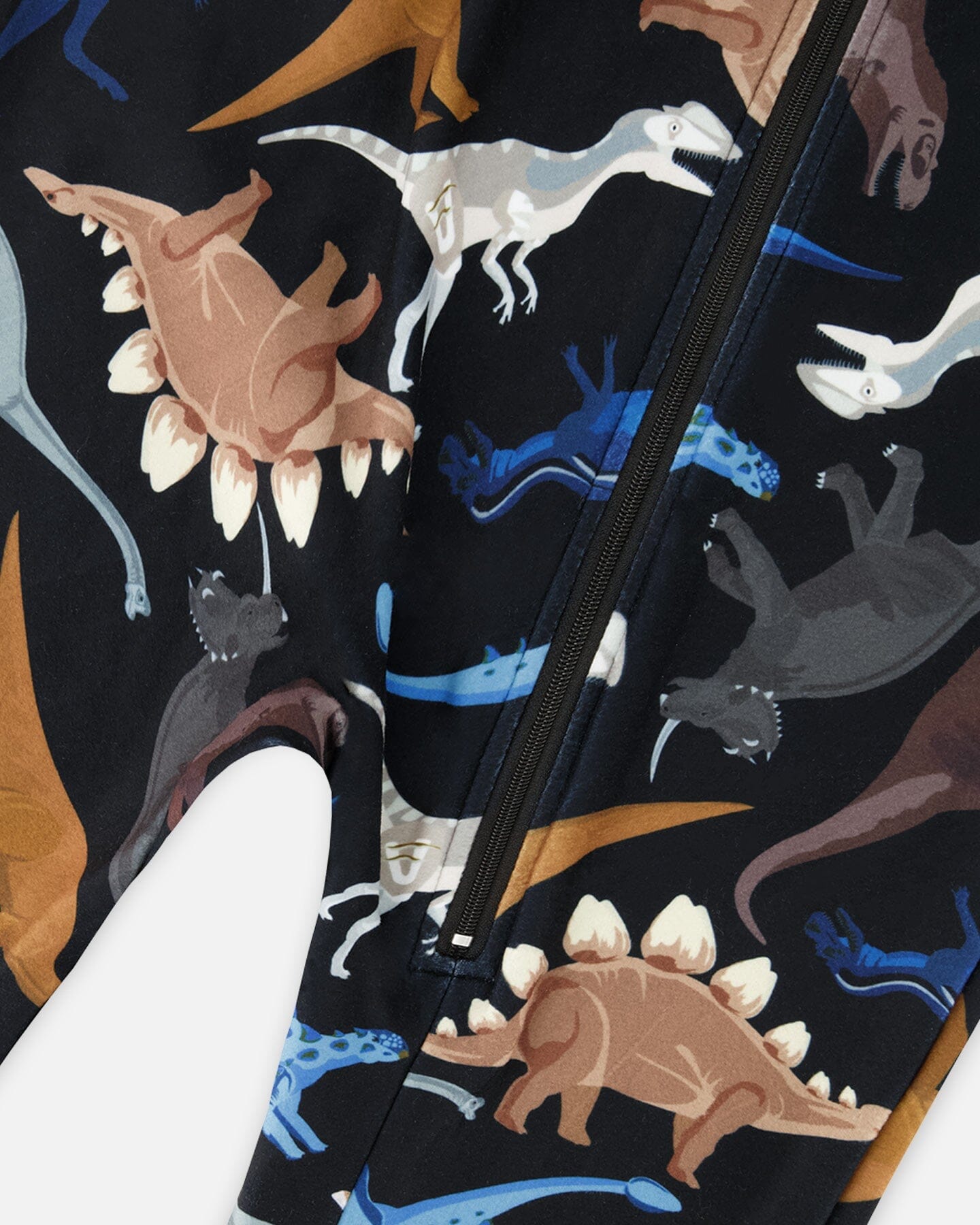 One-Piece Thermal Underwear Black Dinosaur Print