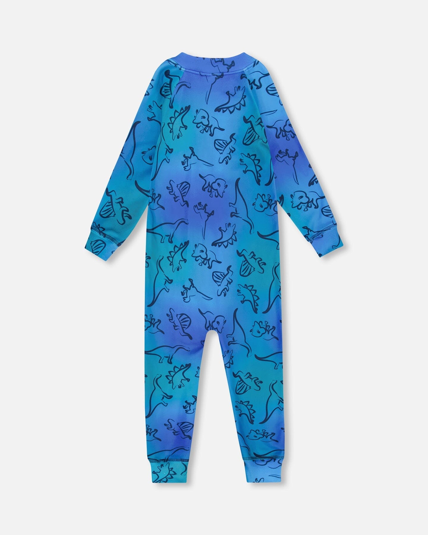 One-Piece Thermal Underwear Blue Gradient Dinosaur Print