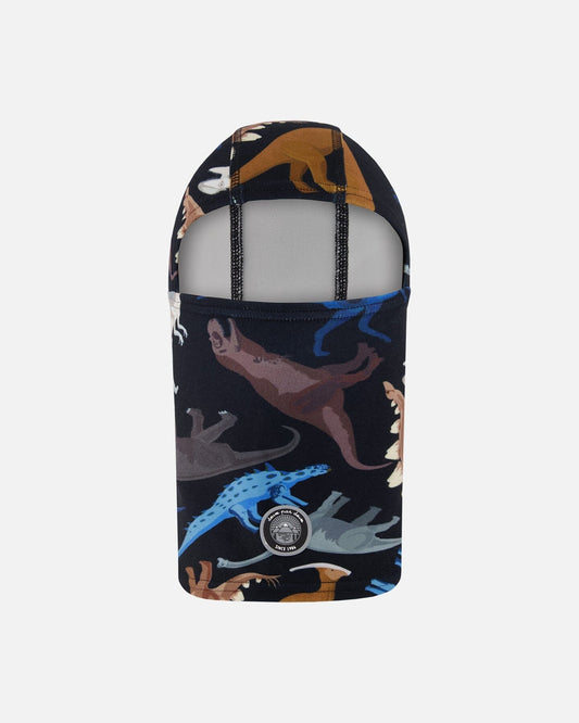 Brushed Jersey Balaclava Black Dinosaur Print