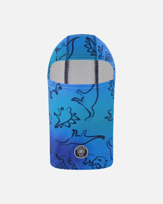 Brushed Jersey Balaclava Blue Gradient Dinosaur Print