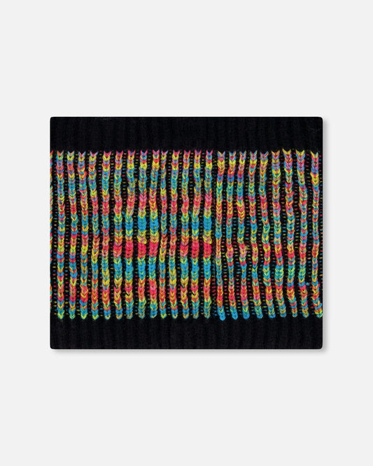Lined Knit Neckwarmer Black And Multicolor