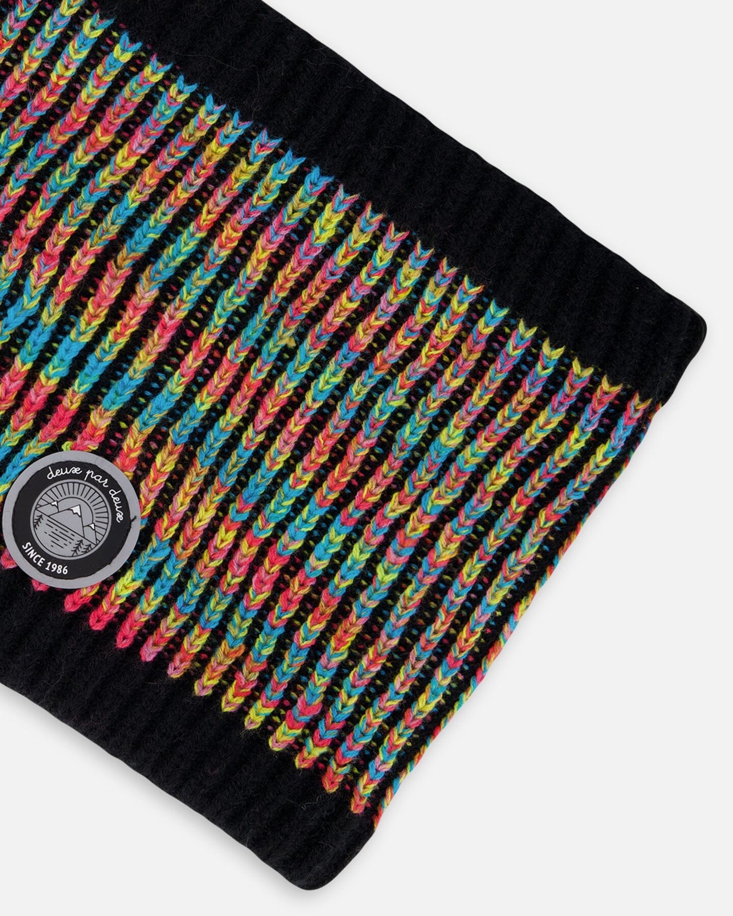 Lined Knit Neckwarmer Black And Multicolor