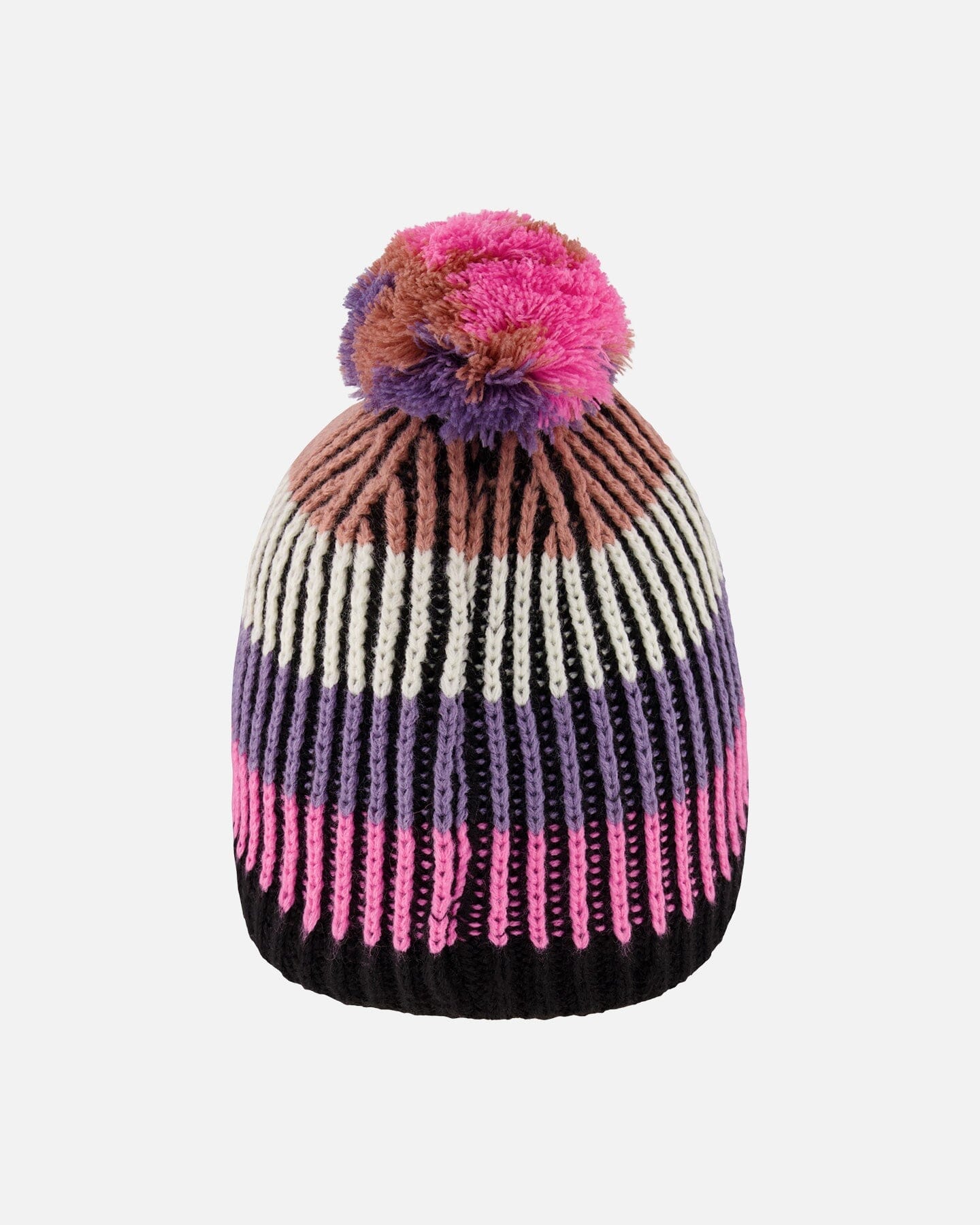 Lined Knit Pompom Hat Pink And Purple And Black