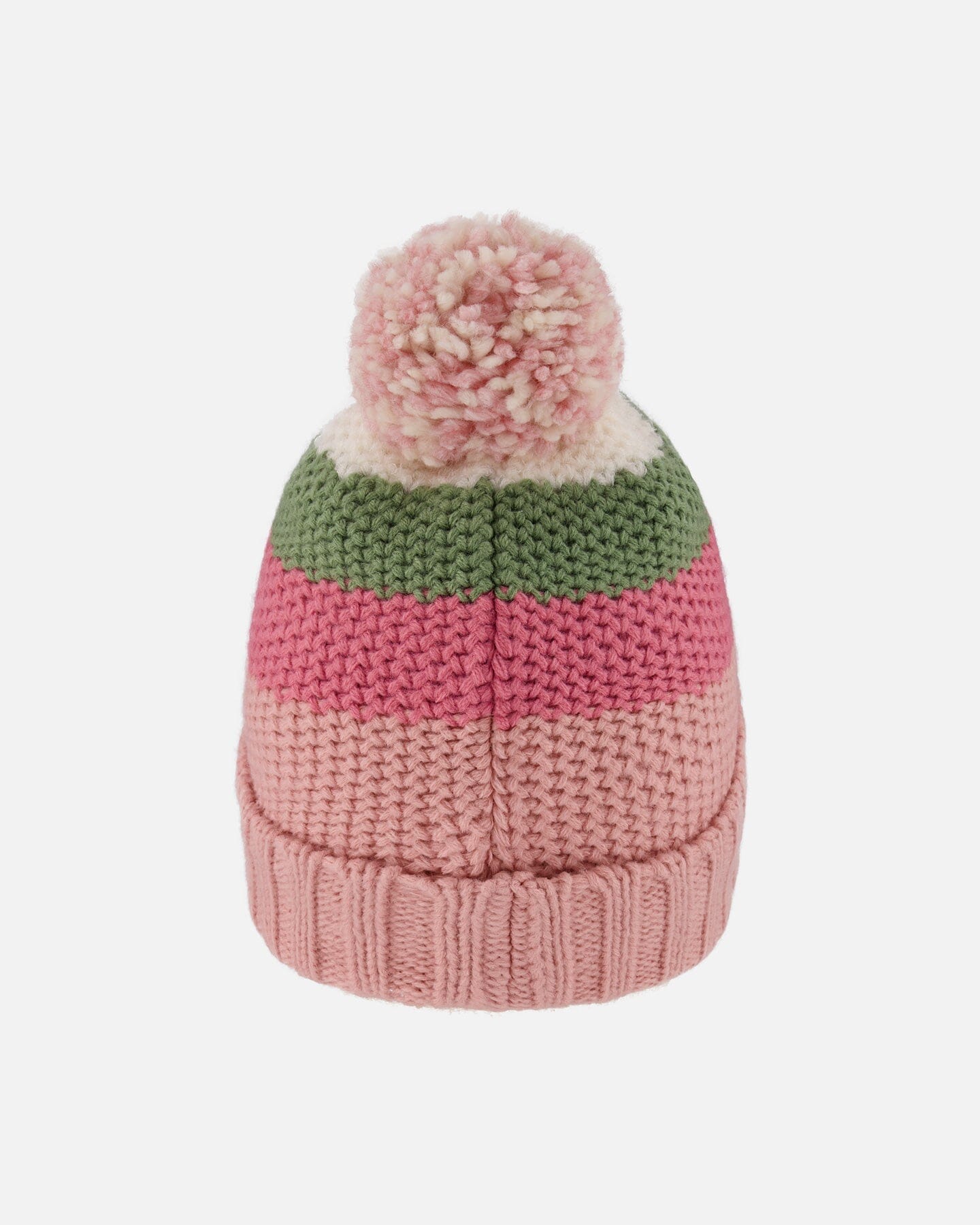 Lined Knit Pompom Hat Pink And Green