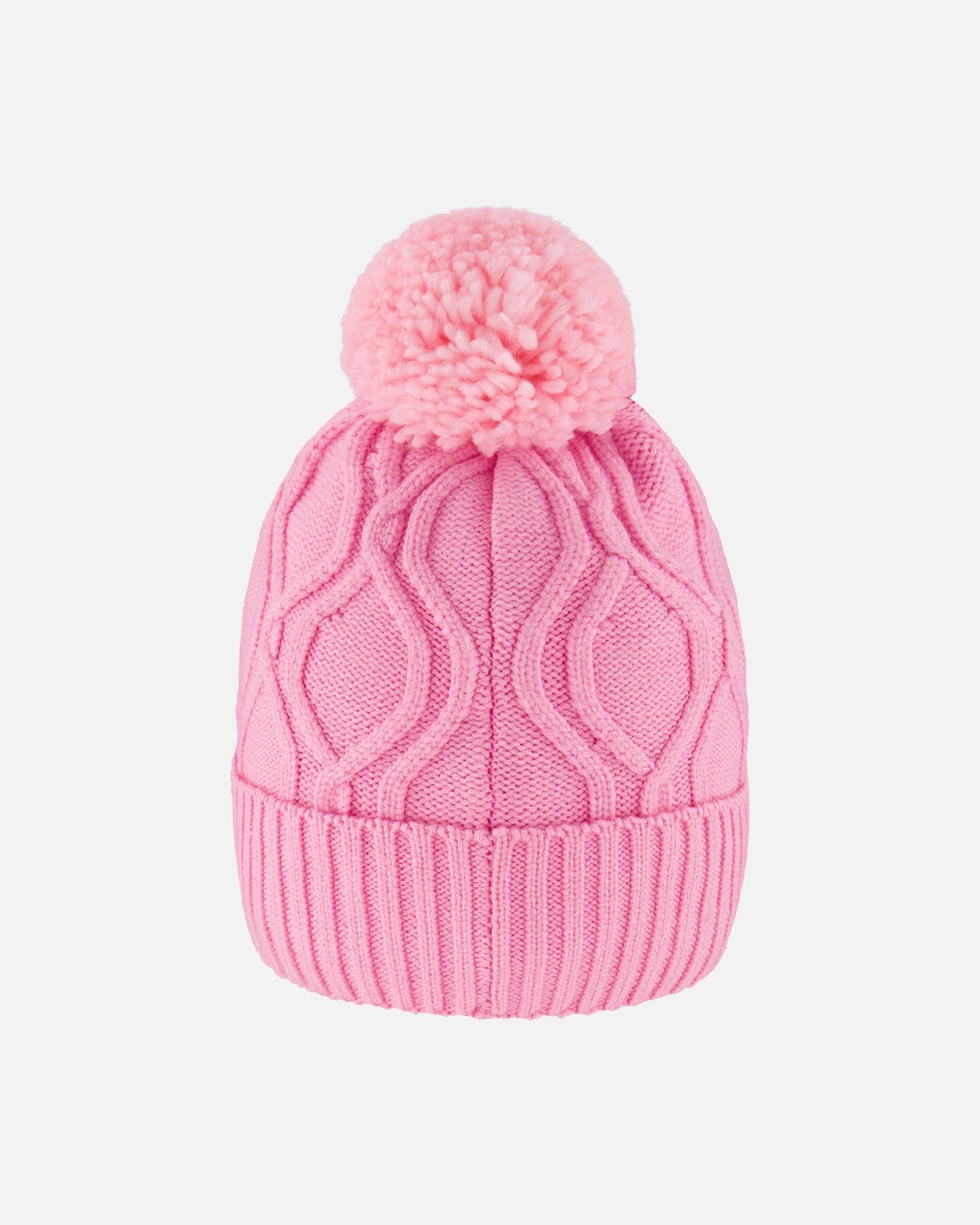 Lined Knit Pompom Hat Pink