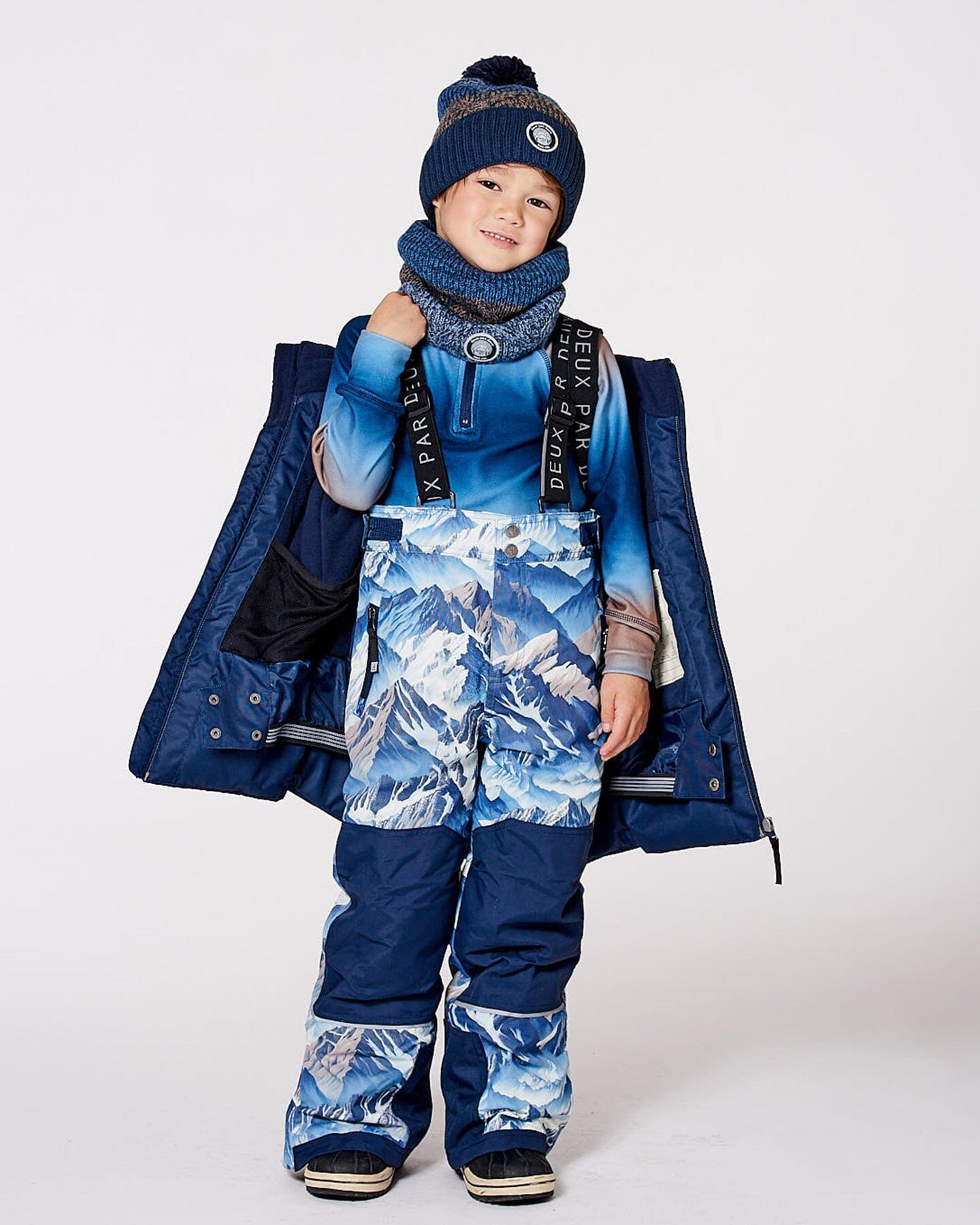 Lined Knit Neckwarmer Taupe And Navy