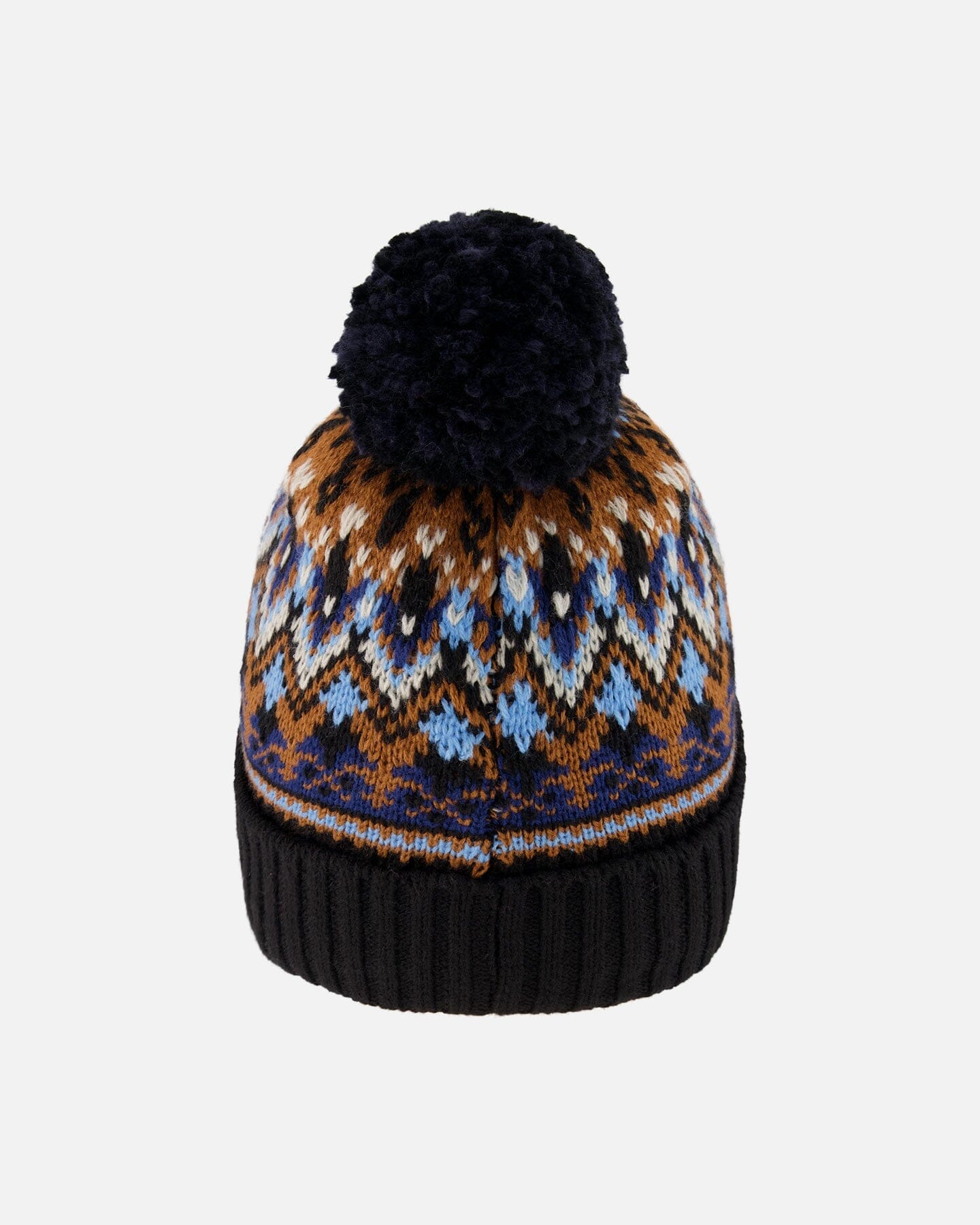 Lined Knit Winter Hat With Pompom Taupe And Navy