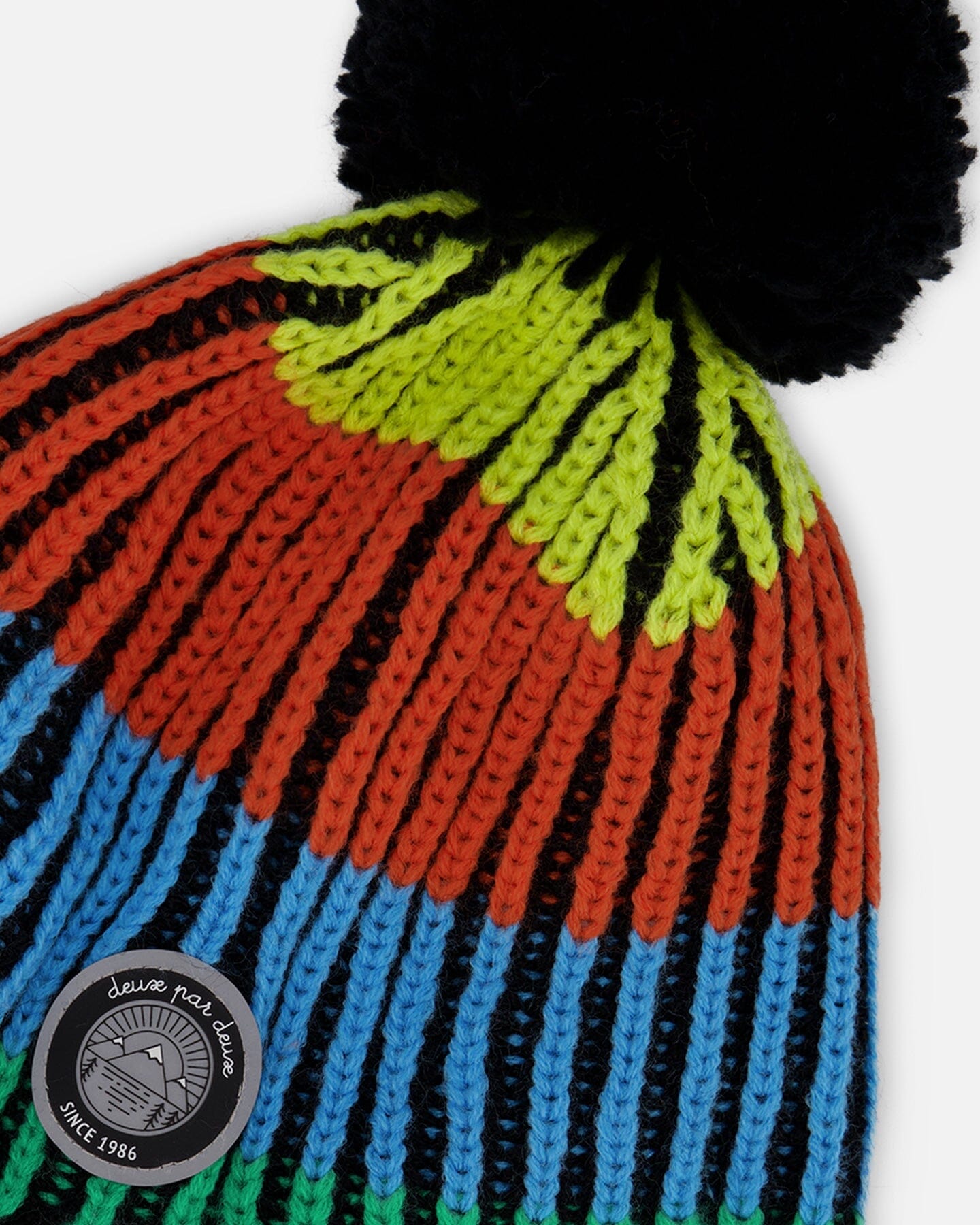 Lined Peruvian Knit Winter Hat With Pompom Multicolor