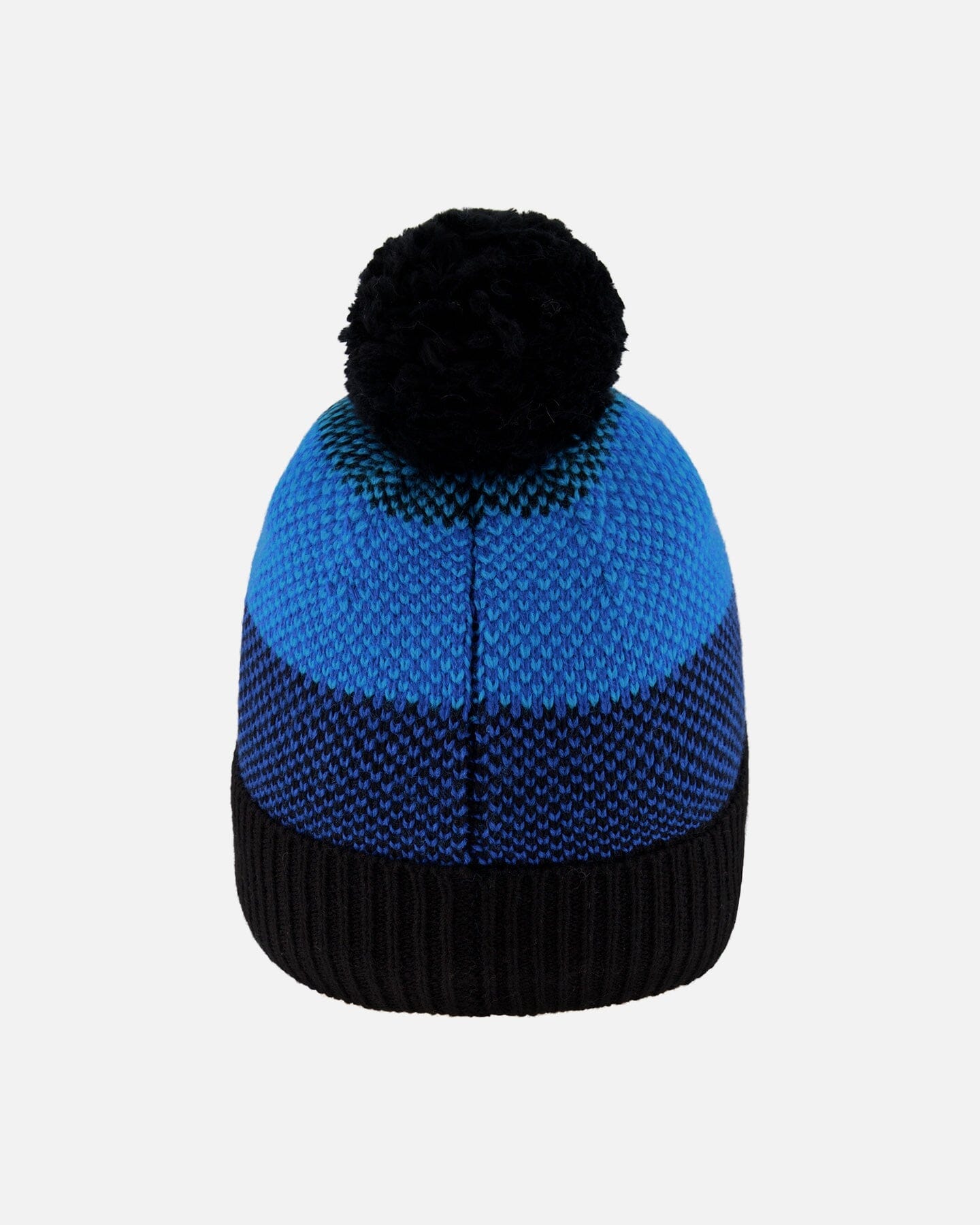 Winter Knit Hat With Pompom And Lining Black And Blue