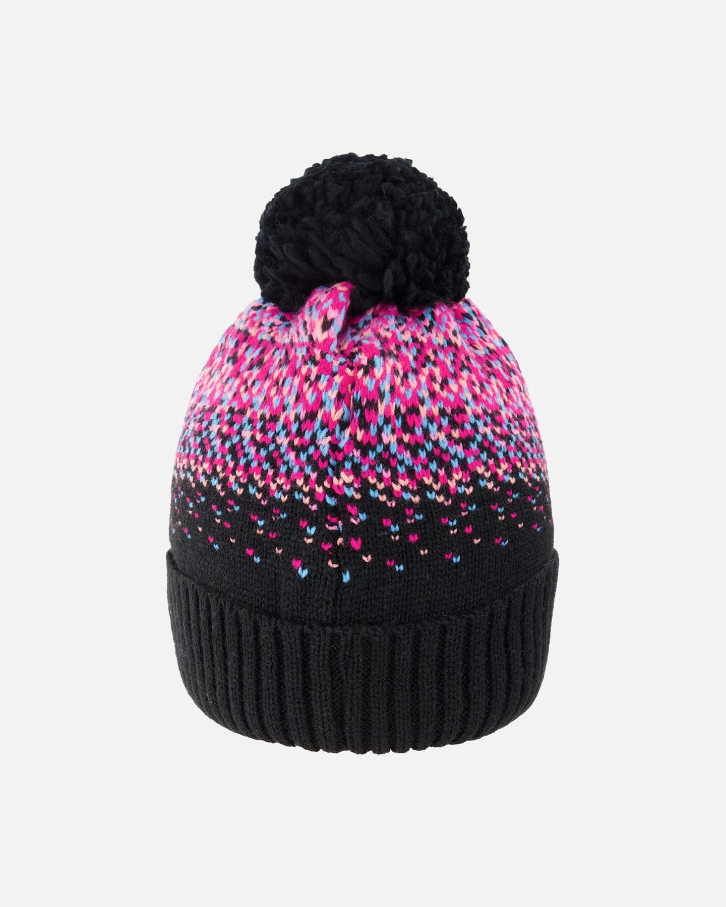 Lined Knit Pompom Hat Black And Pink