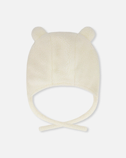 Lined Baby Sherpa Hat With Ear Flaps Off-White