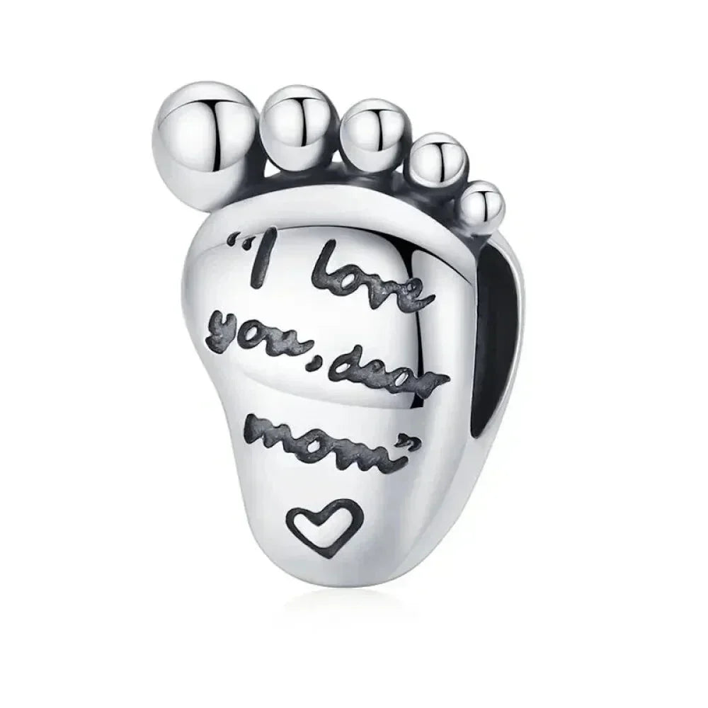 925 Sterling Silver Maternal Love Charm Diy - Touching Baby Feet Pendant For Bracelet