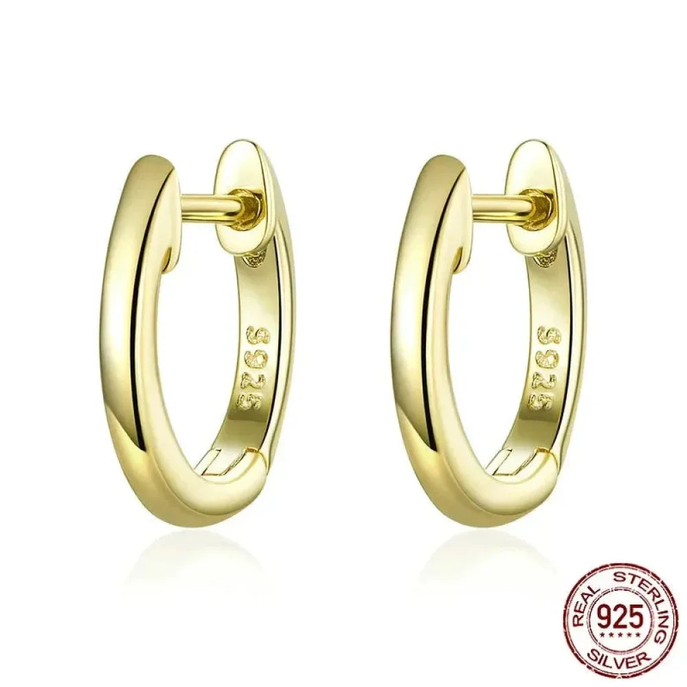 Genuine Sterling Silver Hoop Earrings - Elegant Rose Gold Color - Women's Fashion jewelry SCE808