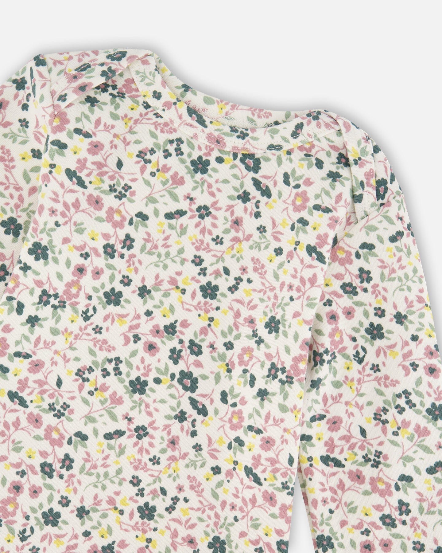 Organic Cotton Long Sleeve Romper Off-White Floral