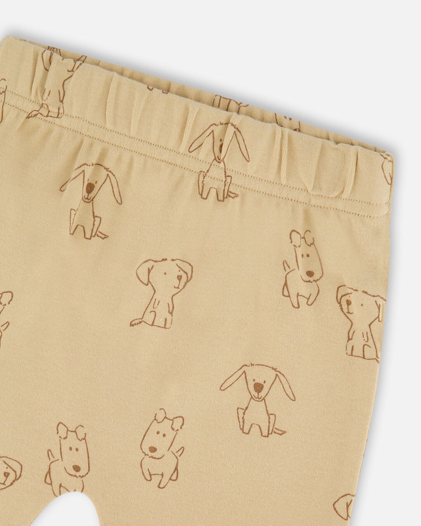 Organic Cotton Pant And Top Set Beige Printed Dogs
