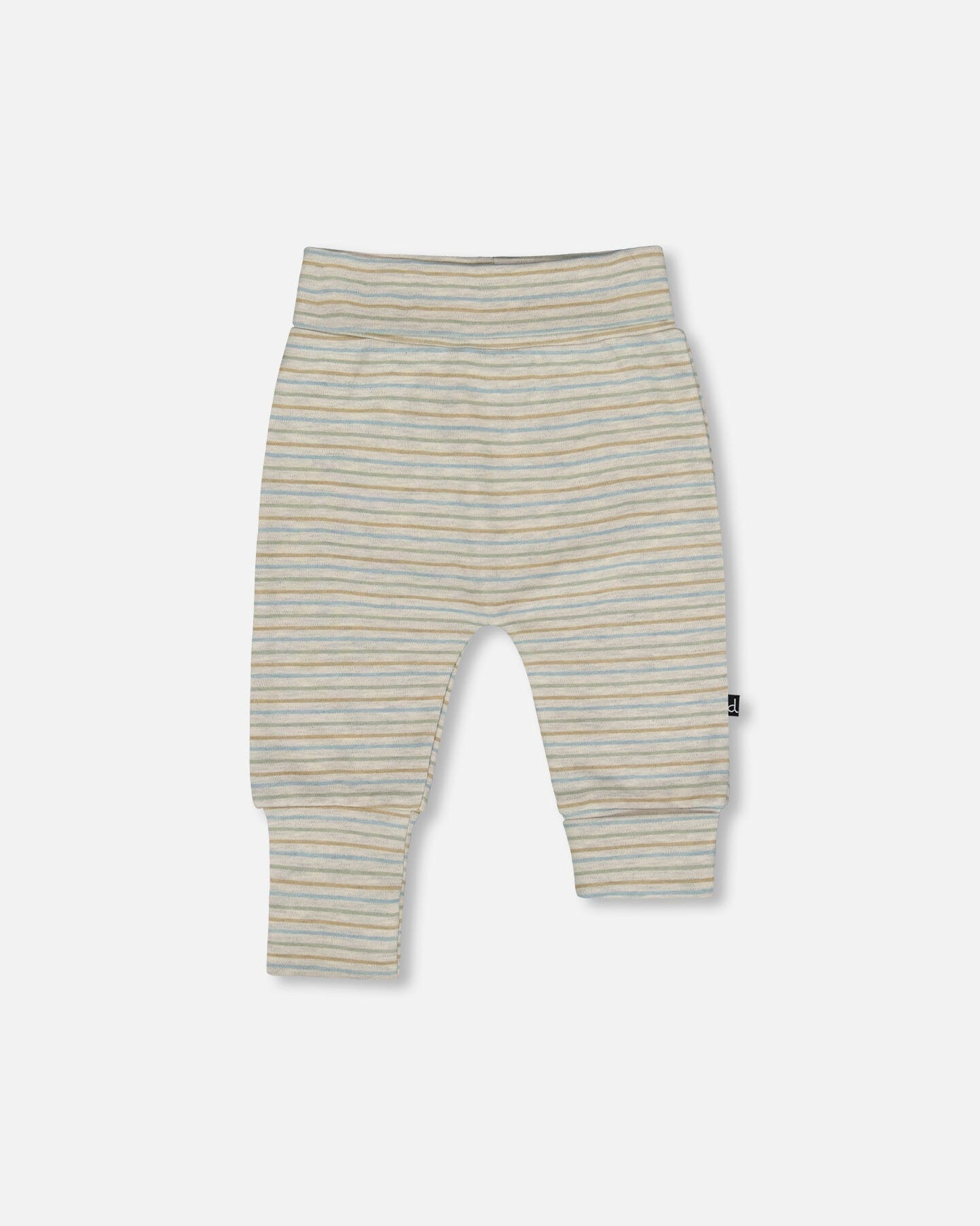 Organic Cotton Evolutive Pants Striped Heather Beige And Gray