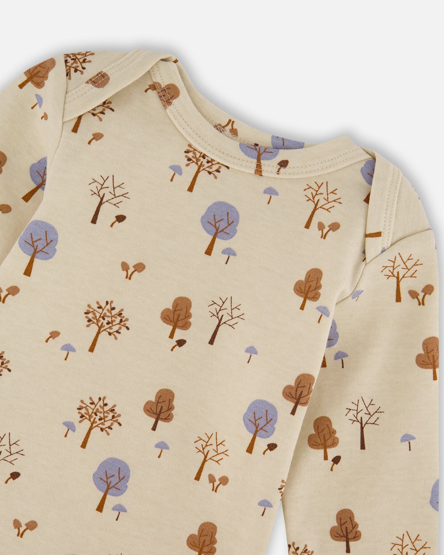 Organic Cotton Onesie Beige Tree Print