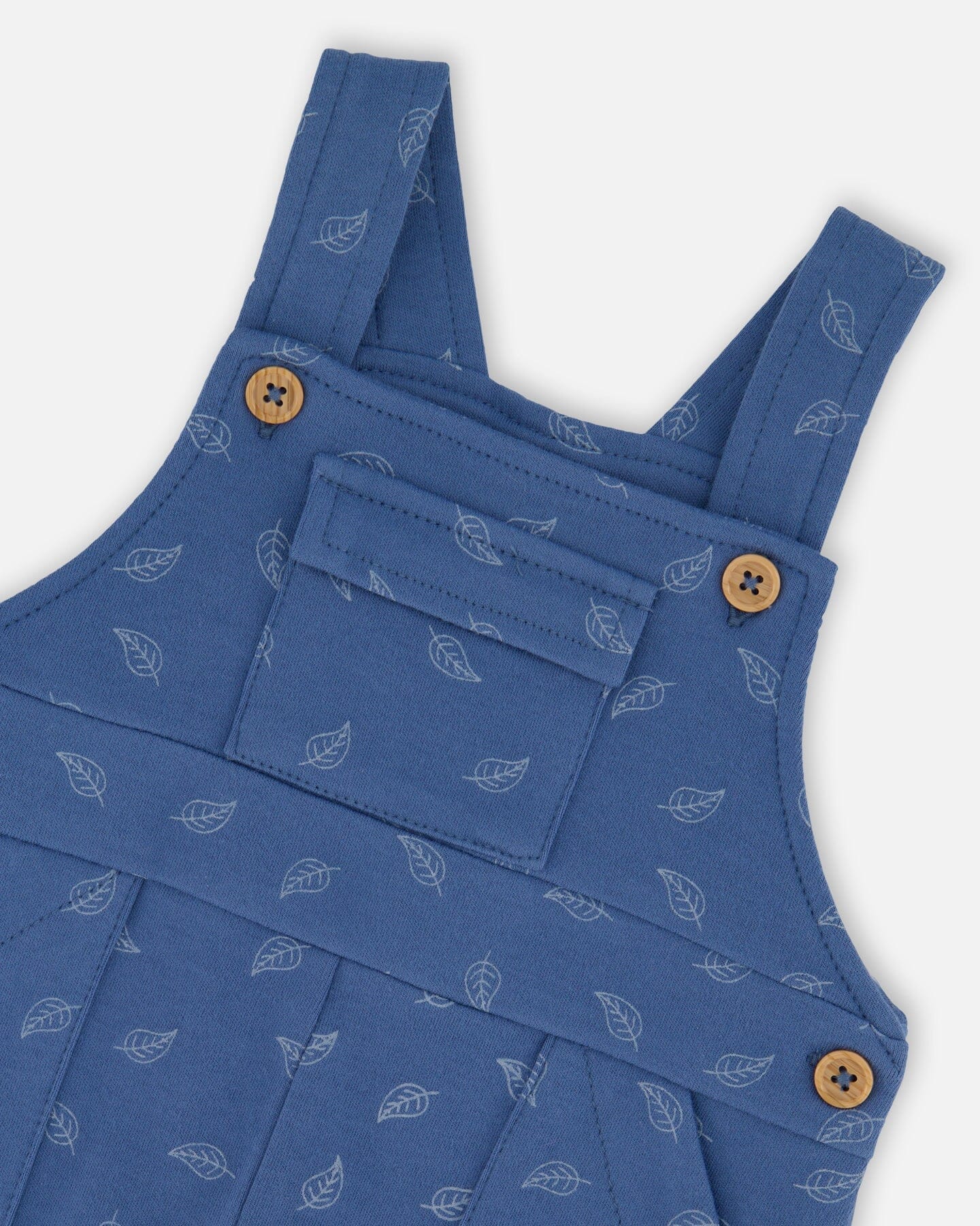 Organic Cotton Onesie And Overalls Set Blue Leaf Print