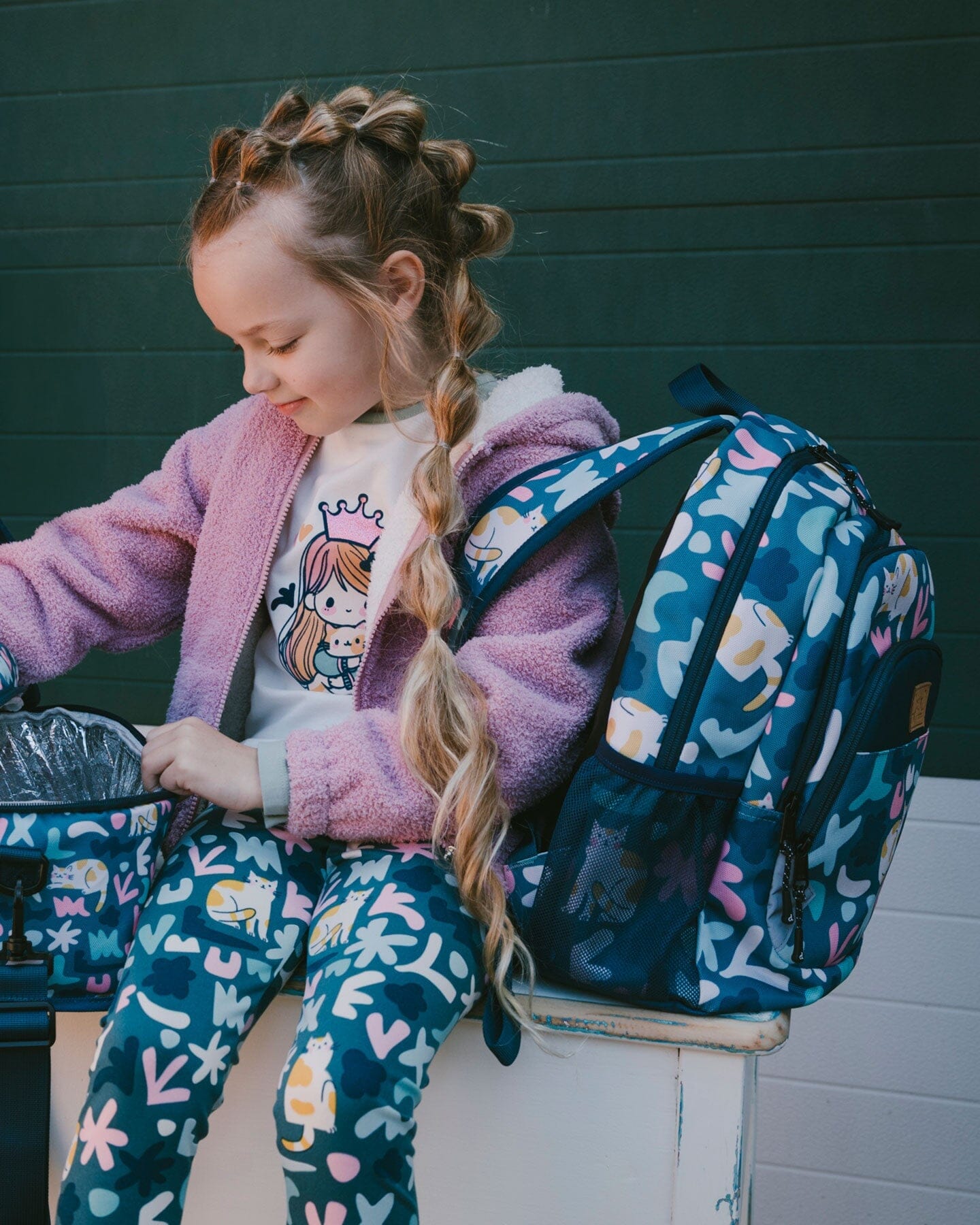 Hooded Full Zip Cat Plush Jacket Dusty Pink