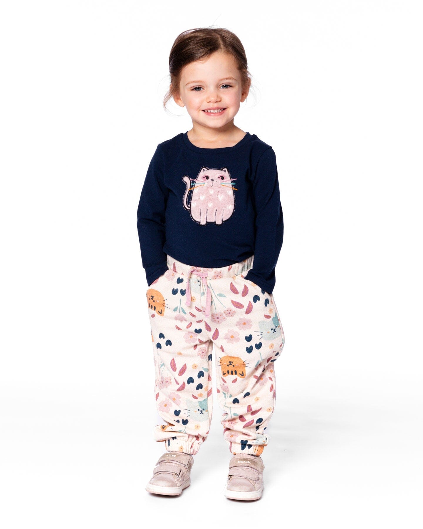 Organic Cotton T-Shirt Dark Blue With Cat