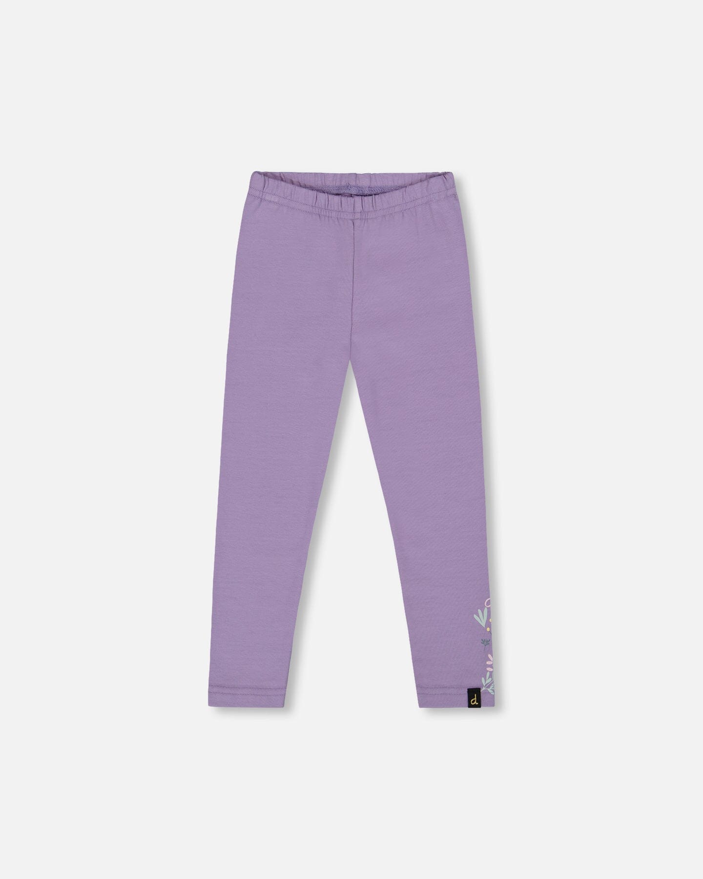 Organic Cotton Jersey Leggings Purple Gray With Floral Detail