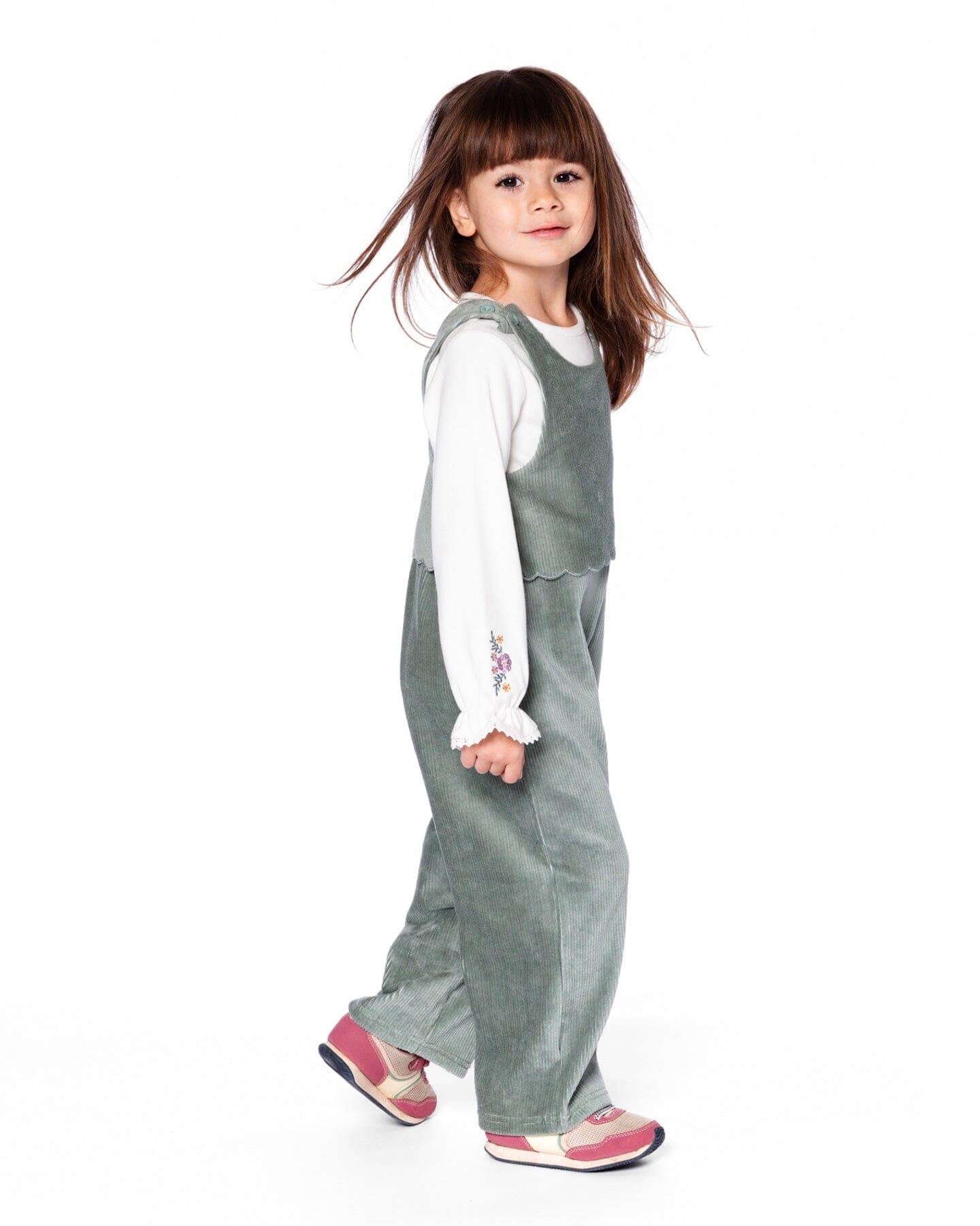 Jersey Top Off-White With Embroidered Floral Sleeves