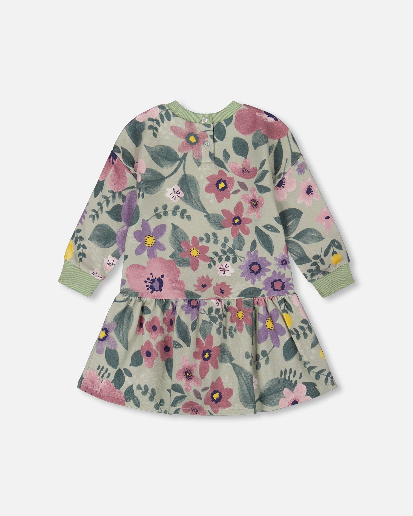 Stretch Fleece Dress Sage Floral