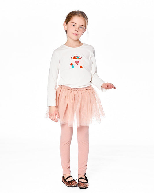 Organic Cotton Long Sleeve T-Shirt Off-White With Hot Chocolate