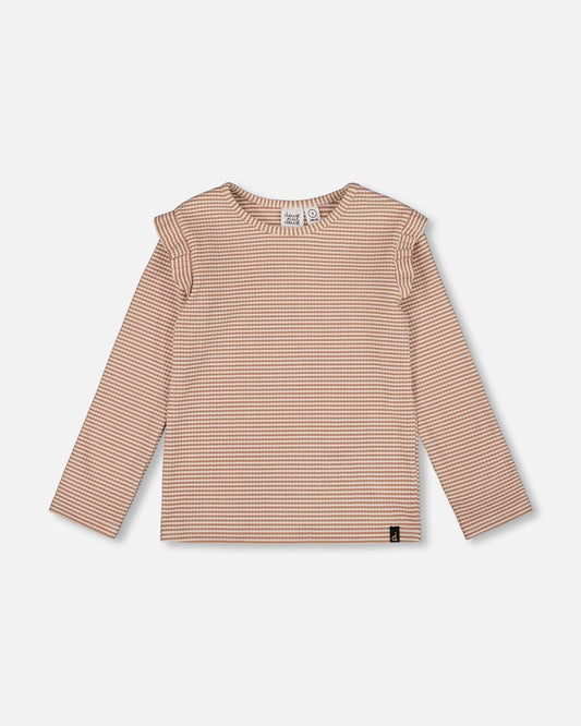 Rib Striped Top Beige And Off-White