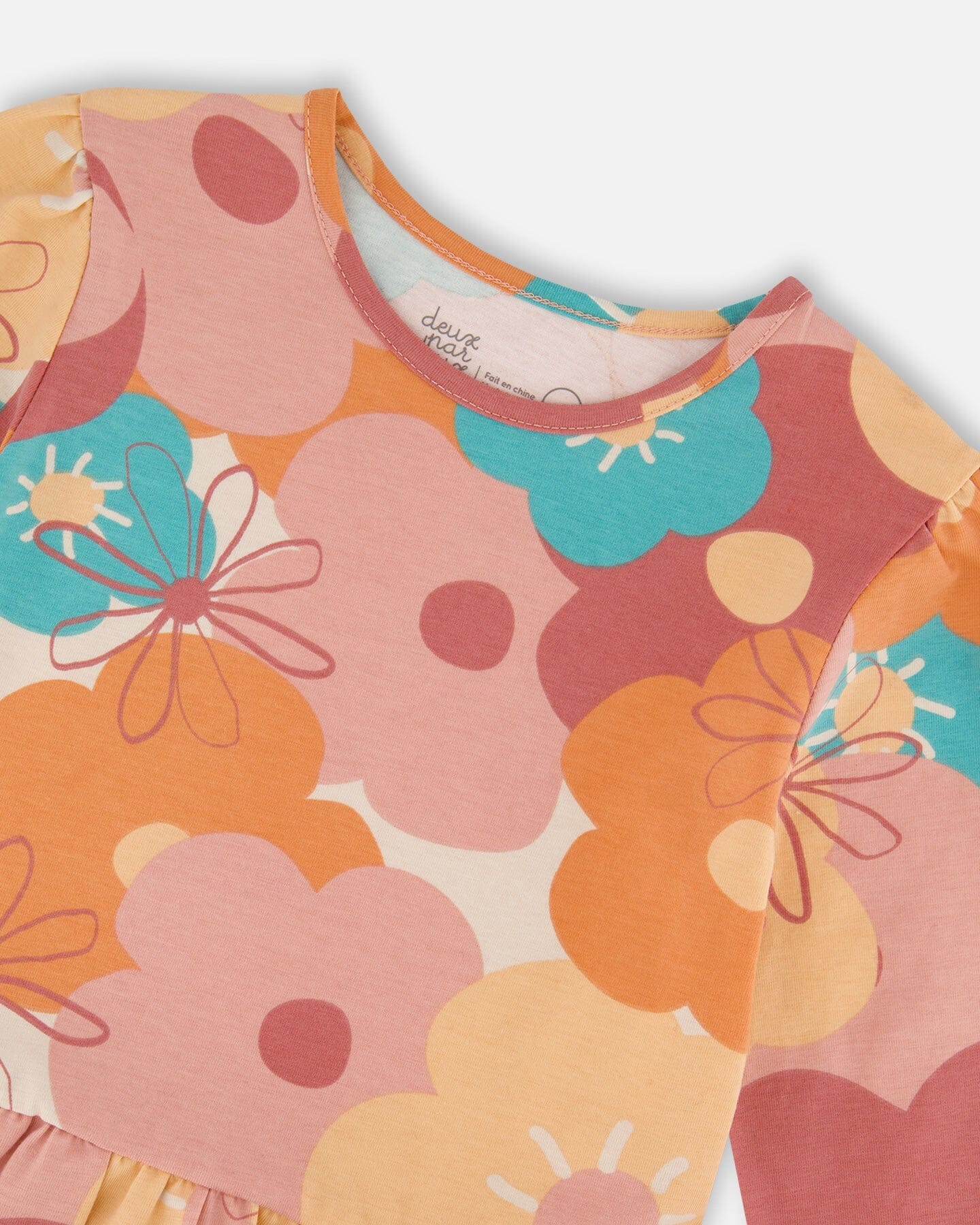 Organic Cotton Dress With Coral Flowers