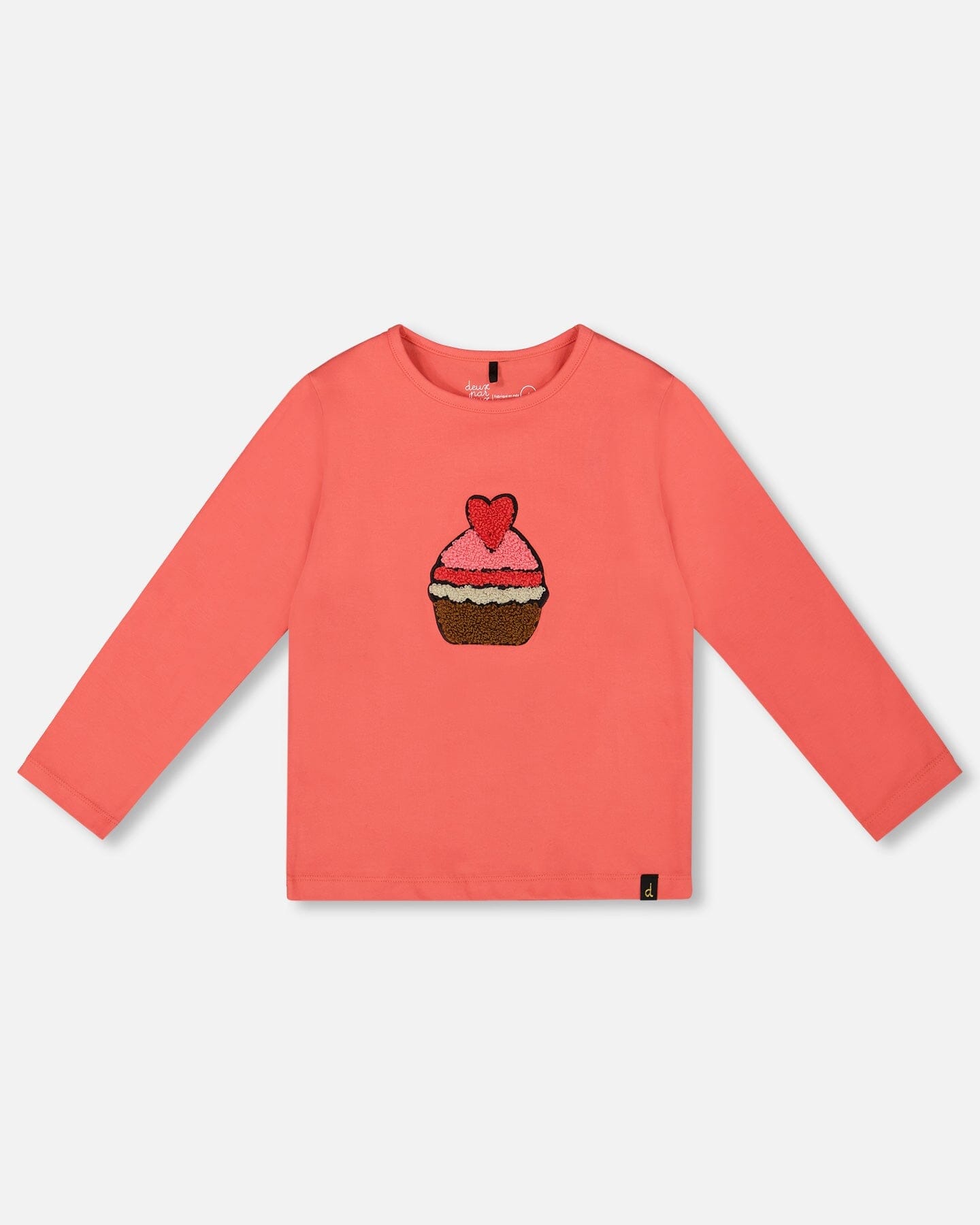 Organic Cotton T-Shirt Coral With Cupcake
