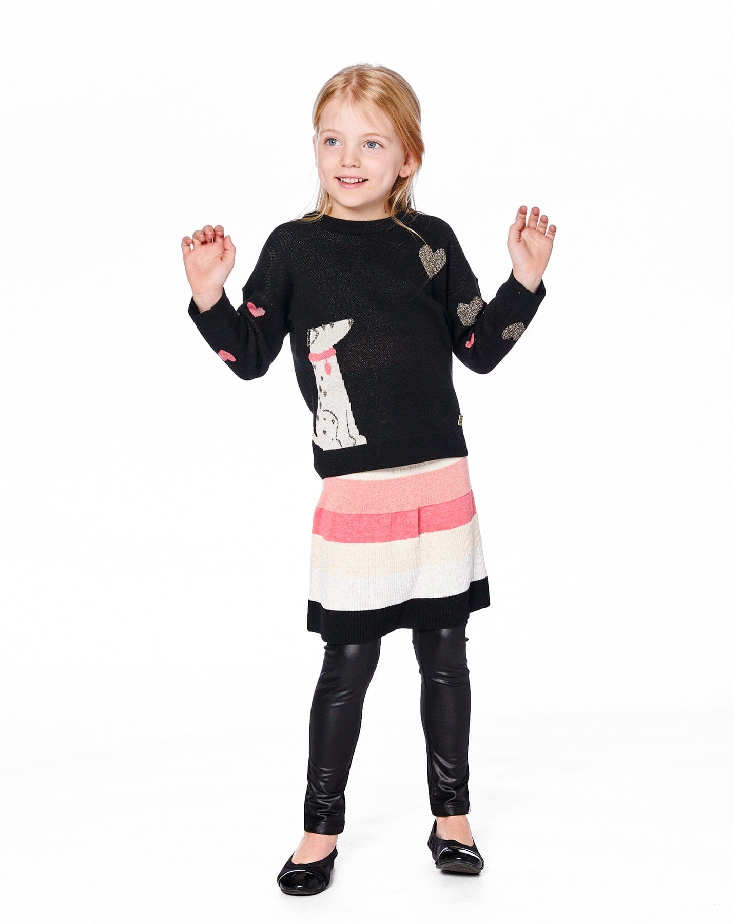 Knit Sweater Black With Dalmatian And Hearts